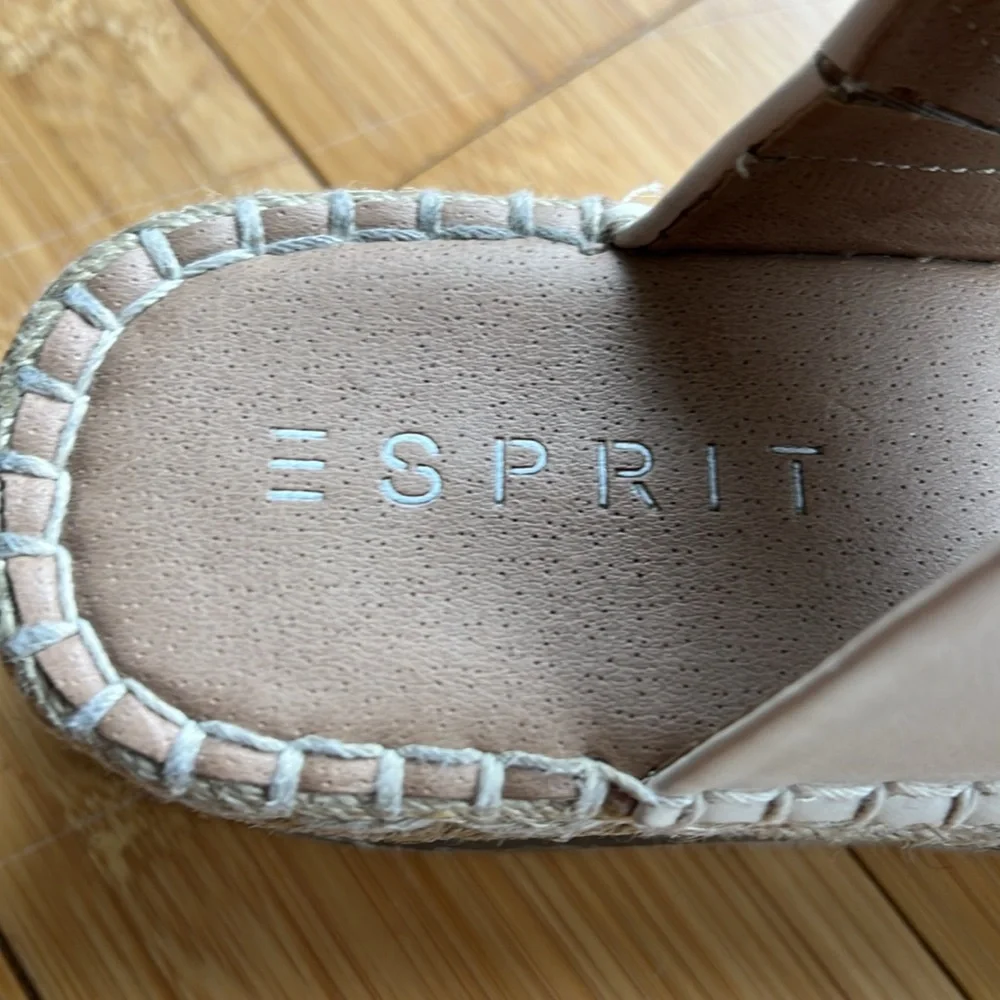 Esprit Katalina Beige Double Strap Espadrille Wedge Platform Shoe Sole Size 9